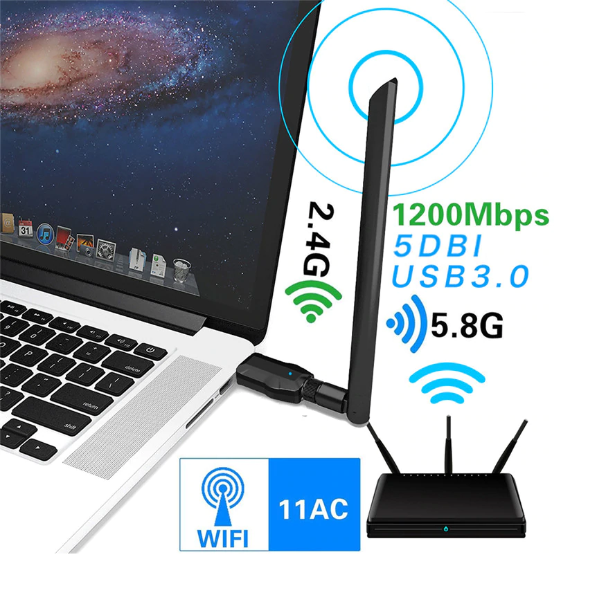 USB Wifi Dongle 1200 MB/s 5 GHz Dual-Band - Afbeelding 2