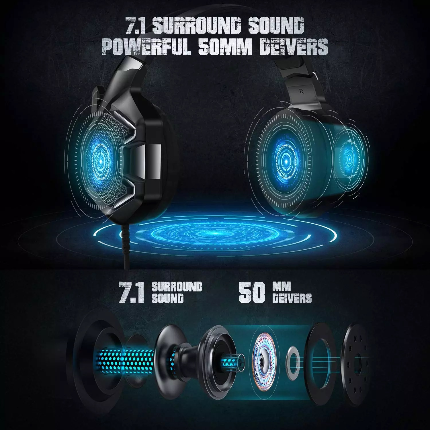 K-10 Pro High End Gaming Headset RGB Zwart - Afbeelding 2