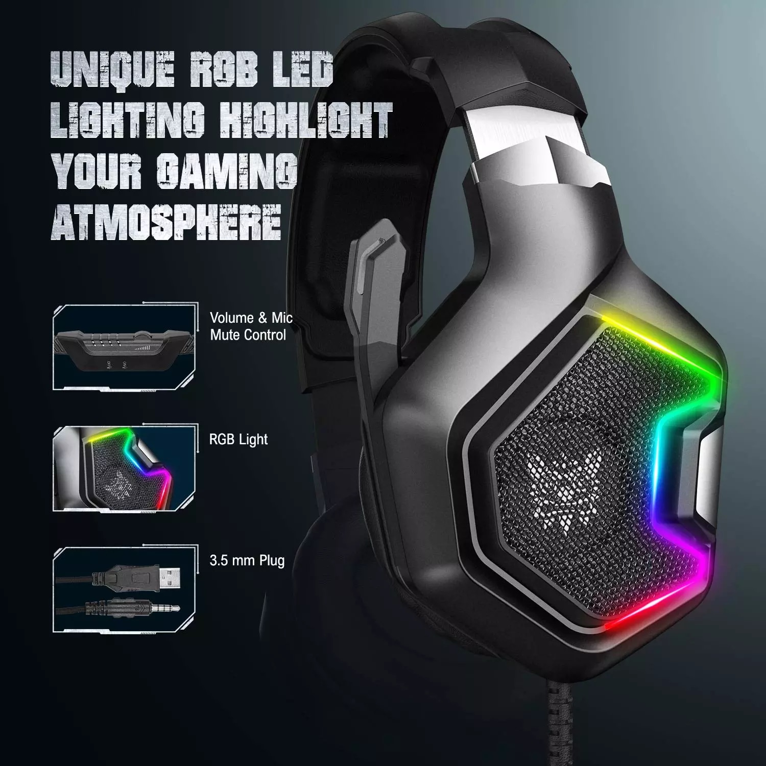 K-10 Pro High End Gaming Headset RGB Zwart - Afbeelding 5